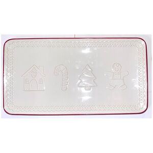DEMDACO Ceramic Christmas Cookie Platter Tray Gingerbread Man House Candy Cane